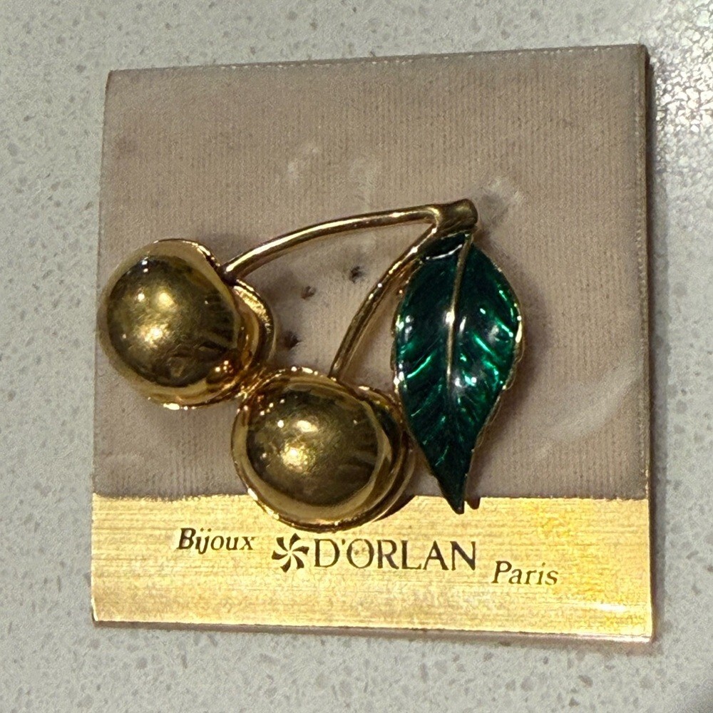 Vintage Signed D’orlan Cherry Brooch